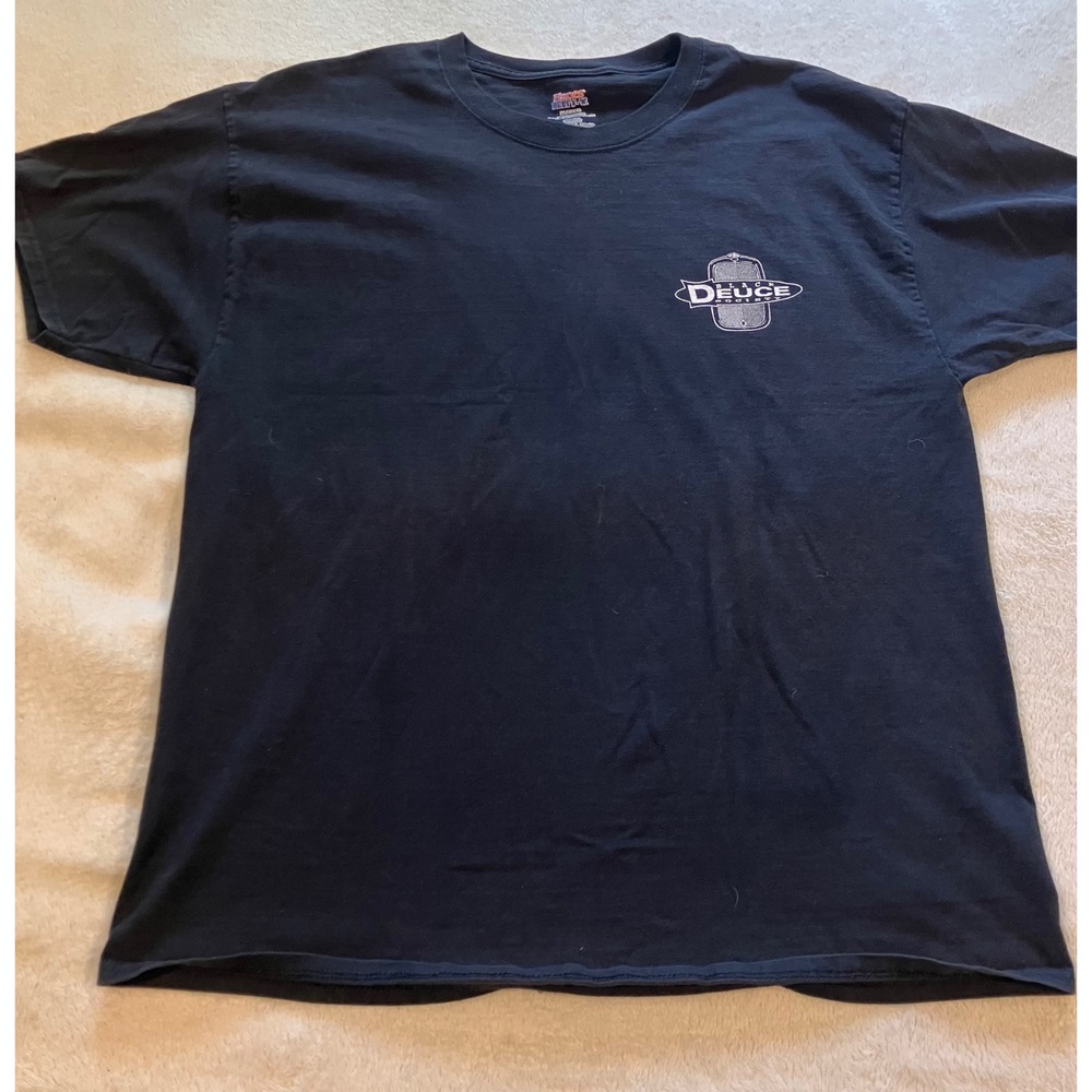 Vintage Hanes Black Deuce Society T-Shirt Mens XL Black Y2K Graphic Hot Rod Car - Picture 6 of 9